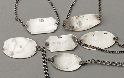 South African Military World War II Silver Identification Dog Tags (Collection of 6) - Egyptian Hallmarks, Wrist bands